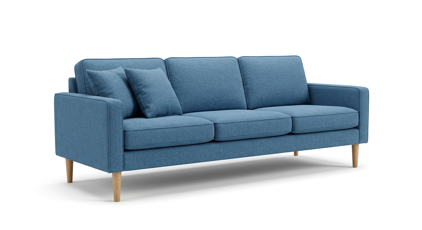 Scandinavian 3-seat sofa (Blue Fabric)