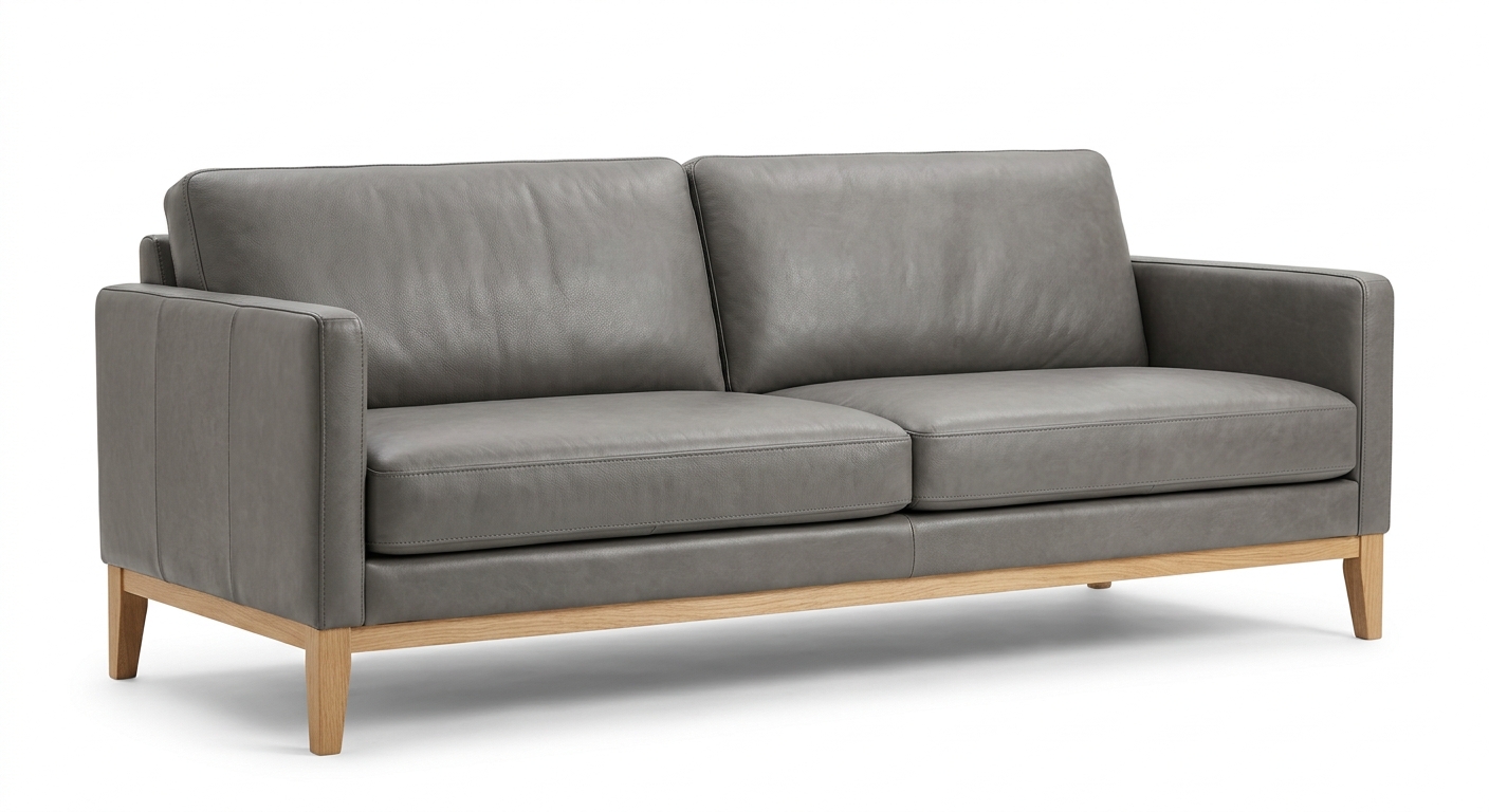 Scandinavian 3-seat sofa (Gray Leather)