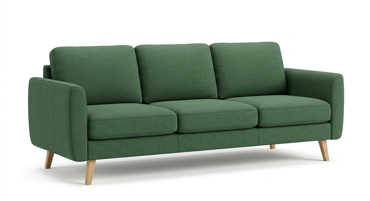 Scandinavian 3-seat sofa (Green Fabric)