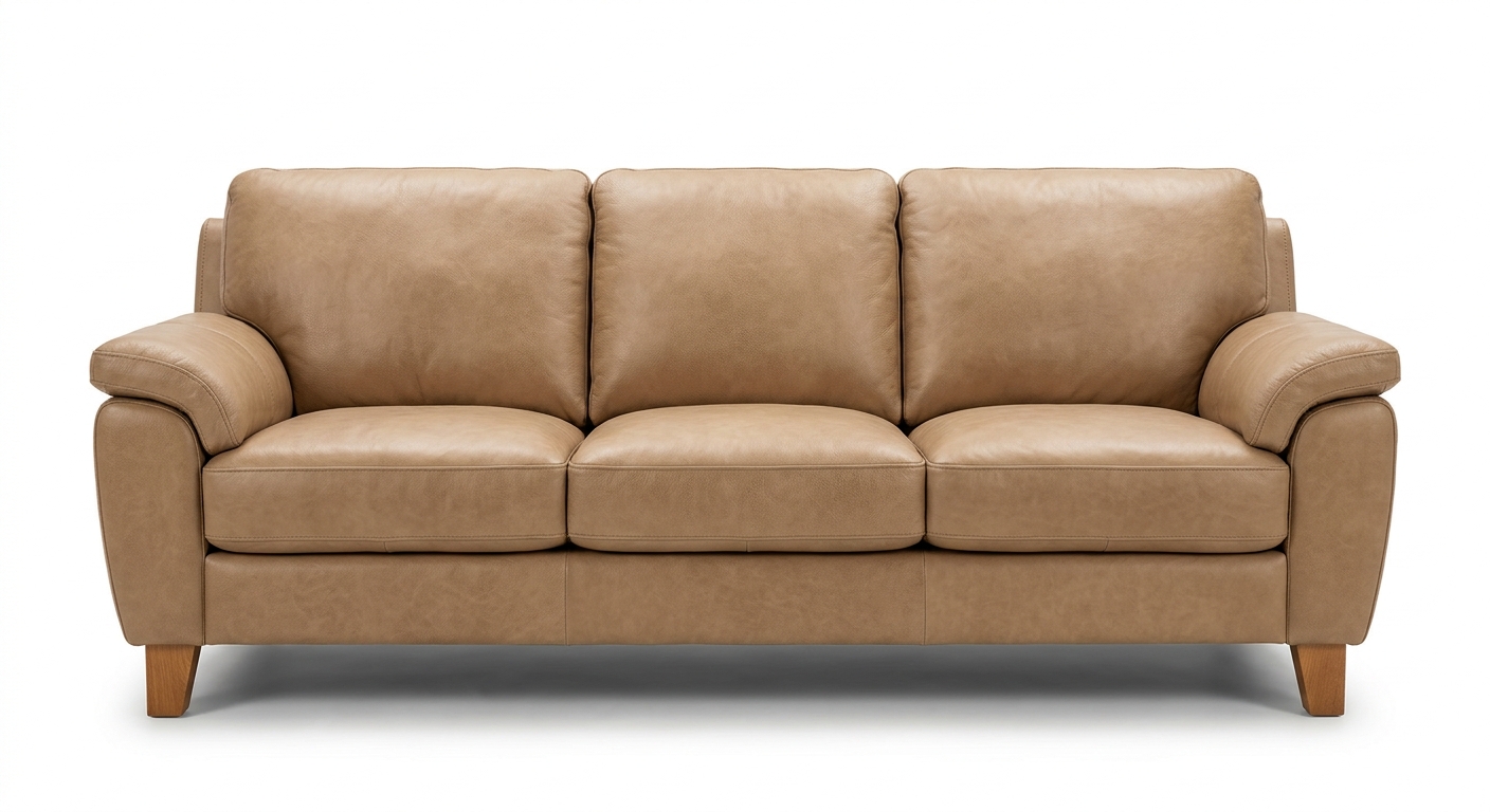 Warm 3-seat sofa (Beige Leather)