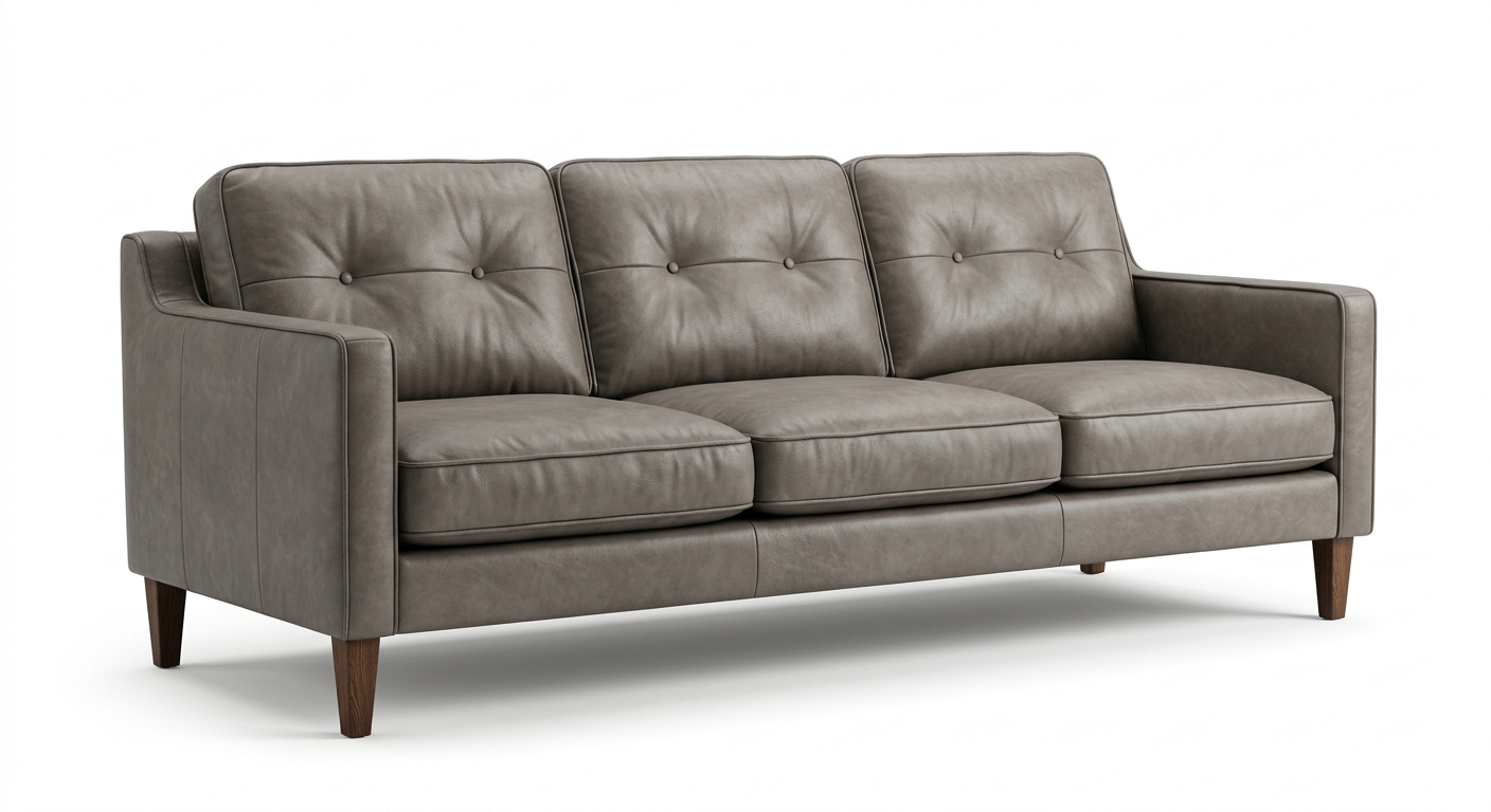 Warm 3-seat sofa (Gray Leather)