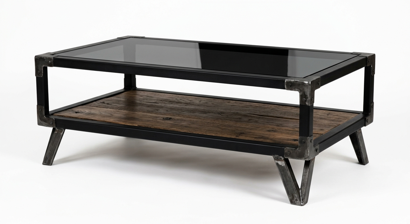 Industrial coffee table (Black Glass)
