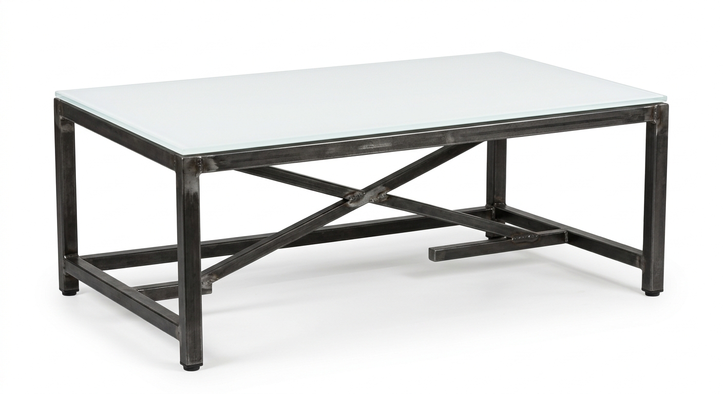 Industrial coffee table (White Glass)