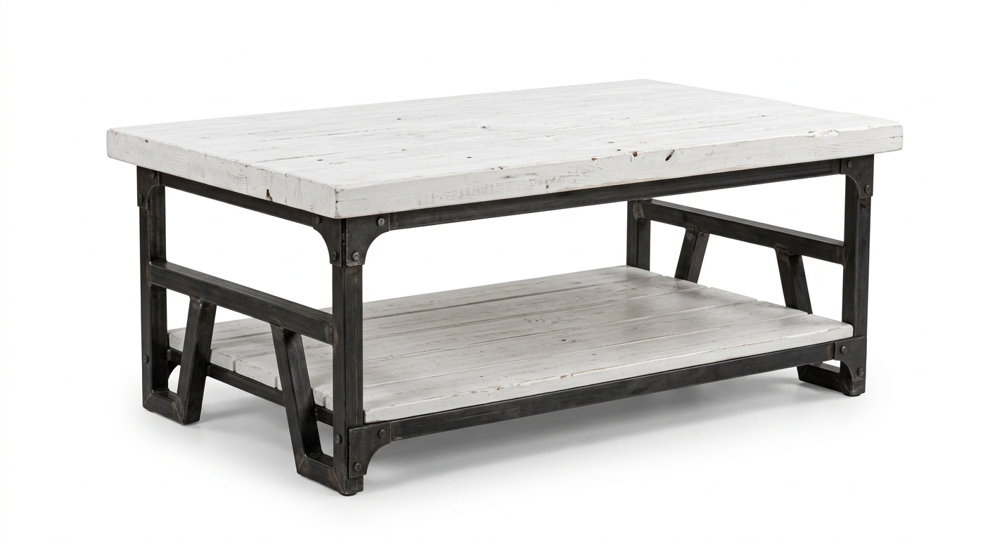 Industrial coffee table (White Wood)